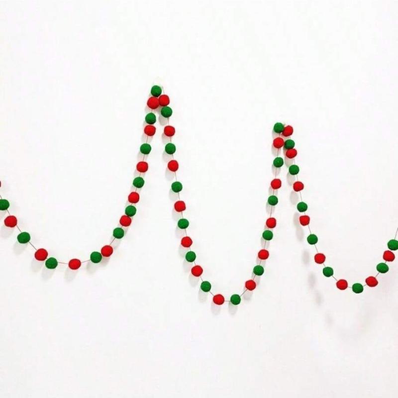 Colorful Pompom Garland Pendant Ins Wool Felt Ball Rope Happy Birthday DIY Handmade Room Outdoor Party Decoration