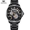 AILANG Men Automatic Mechanical Wristwatch Hollow Skeleton Dial Stainless Steel Band Business Sport Male Watch