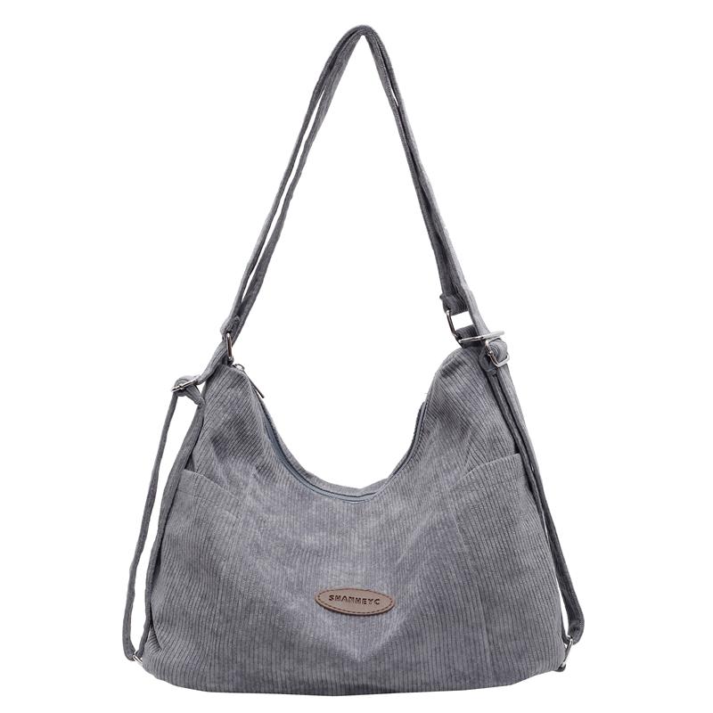 

Вельветовая сумка-тоут большой емкости с тремя плечами, женская однотонная сумка-рюкзак серый