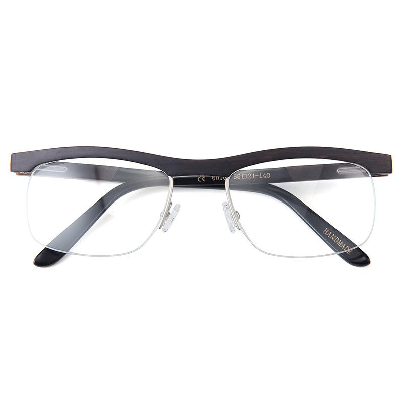 High-Quality Bamboo And Wood Sandwich Board Splicing Glasses Frame, Retro Half Frame Wood, Myopia Glasses Frame