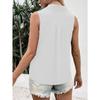 Women Summer New Style Solid Color V Neck Loose Chiffon Shirt Sleeveless Button Down Vest Blouse