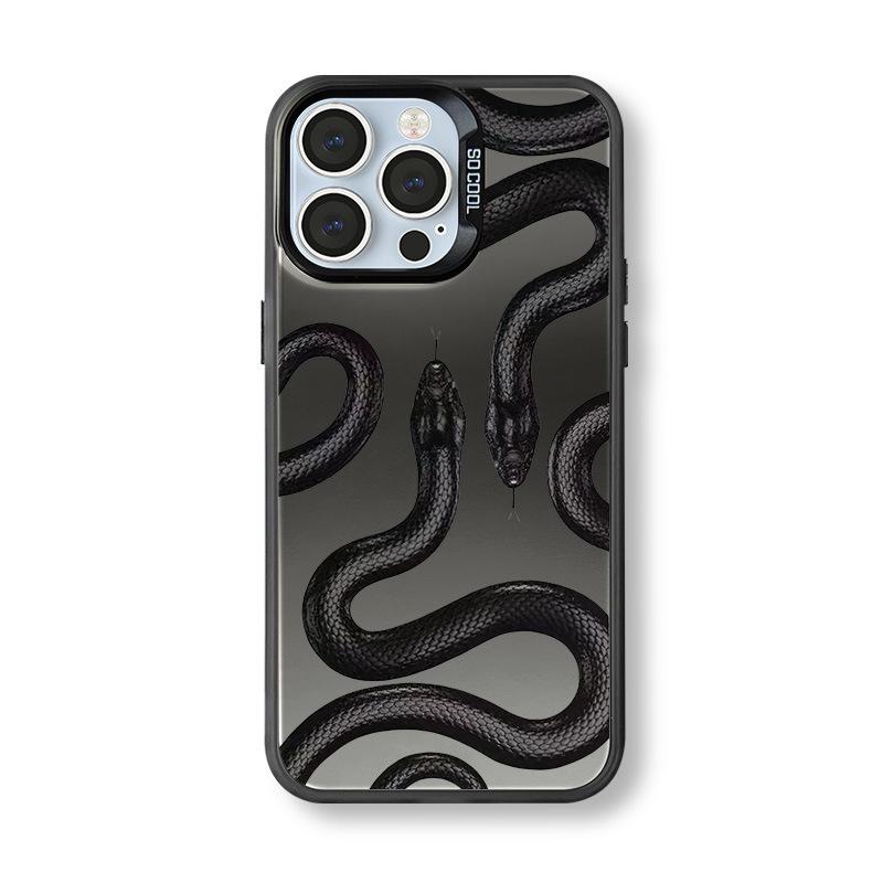 Pouzdro na telefon s motivem hada Černá mamba pro Apple iPhone 12 Pro Max/13/14/15/16/17, Barva: Stříbrná, Niche Design
