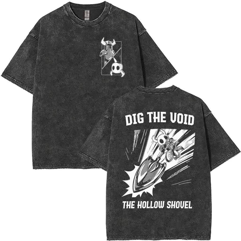 Summer Hot Sale 2026 Game Hollow Knight Washed T Shirt Men Women Vintage Top Hip Hop Streetwear Oversized Tshirt Short Sleeve Casual Clothing