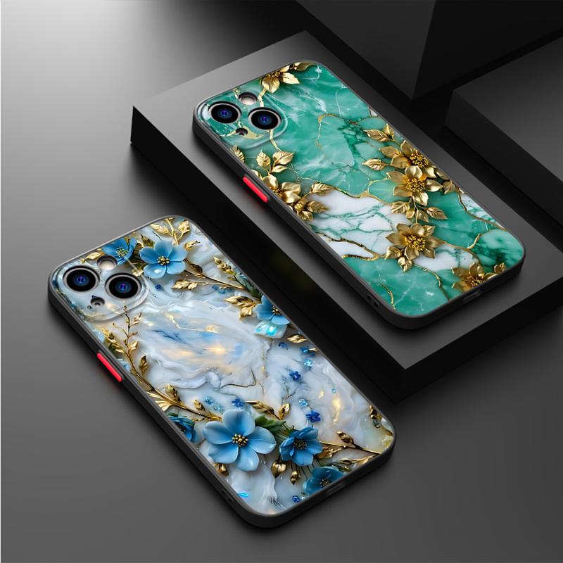 Funda Phone Case for iPhone 15 Pro Max 14 Plus 12 13 11 Pro Max SE 7 8 14 Pro XR XS X 15Pro 12 Mini Flower Marble