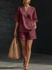 1116 summer new European and American V-neck short-sleeved shorts two-piece fashion loose casual suit women