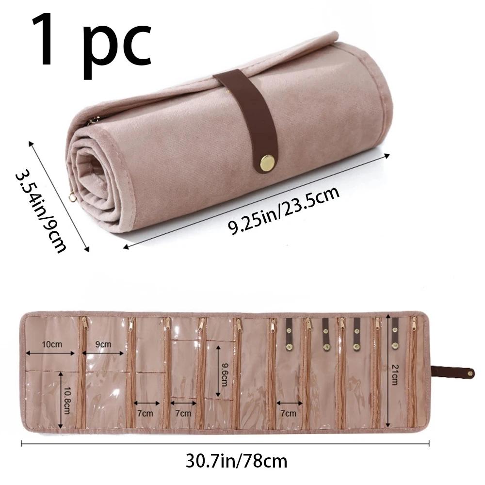 Velvet Jewelry Storage Bag Small Fragrance Style Multi-layer Earring Necklace Travel Portable Rolling Fashion Organizer Bag