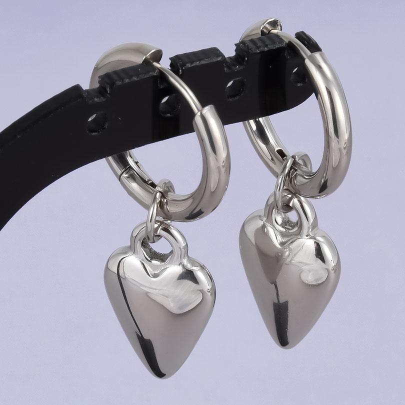 1 Paar Silberfarbene Liebesherz Schleifenknoten Charms Ohrringe Edelstahl Creolen Ohrringe Für Damen Herren Accessoires Sonnenblumen Schmuck