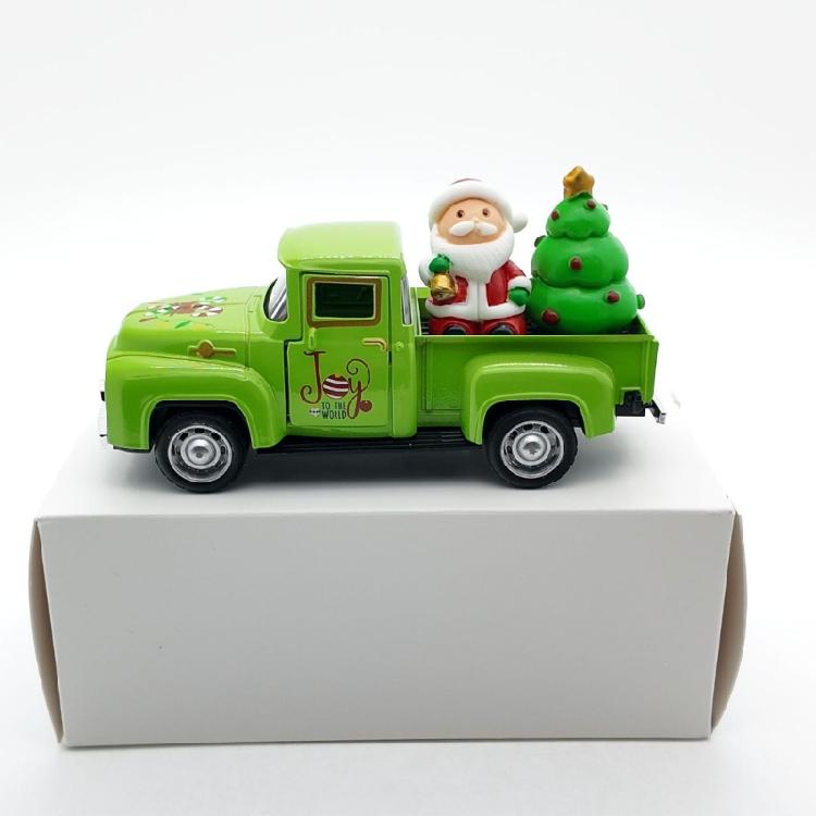 Pull Back Function Green Christmas Vehicle Alloys Crafted Desktop Model For Indoor Seasonal Styling