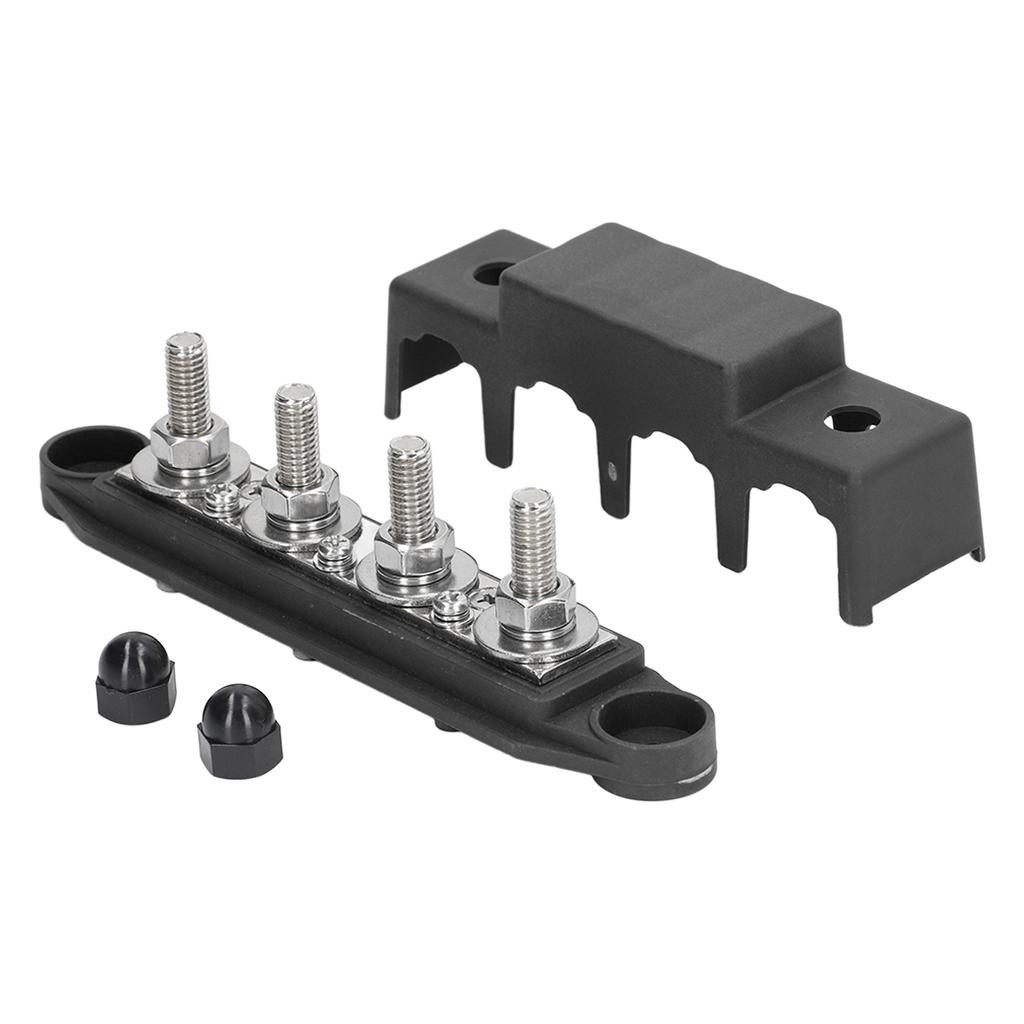 4 Stud Power Distribution Block with Cover 3 8in Marine Busbar for RVs Boats Trailers 12‑48V