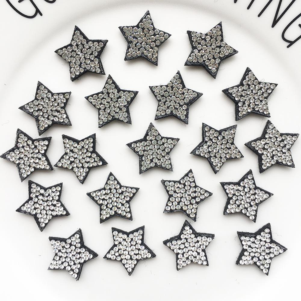 100Pcs Black Star Flatback Stickers Silver Color Rhinestones for DIY Hair Accessories Beads