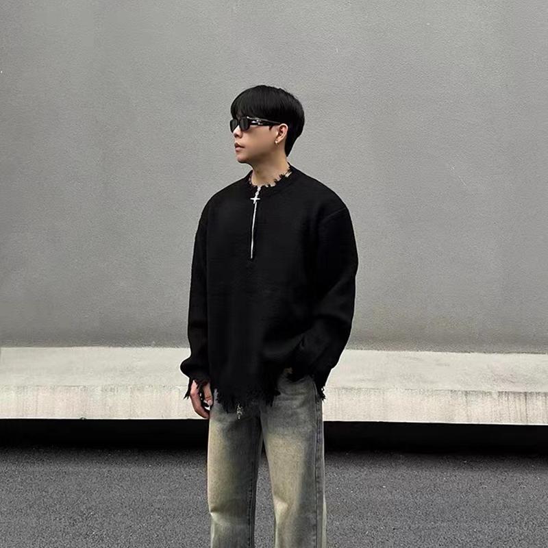 

2024 Осень и зима Новый кардиган свитер ретро повседневный ленивый стиль вязаный свитер мужской однотонный пиджак 3XL чёрный