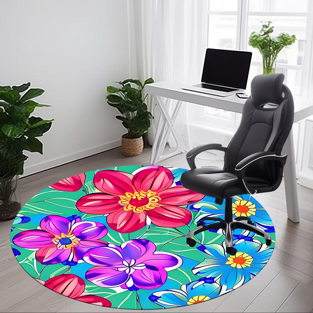 1pc Floral Pattern Chair Carpet for Office, Soft and Durable Office Rug for Interior Decoration, Perfect for Office yy251227096