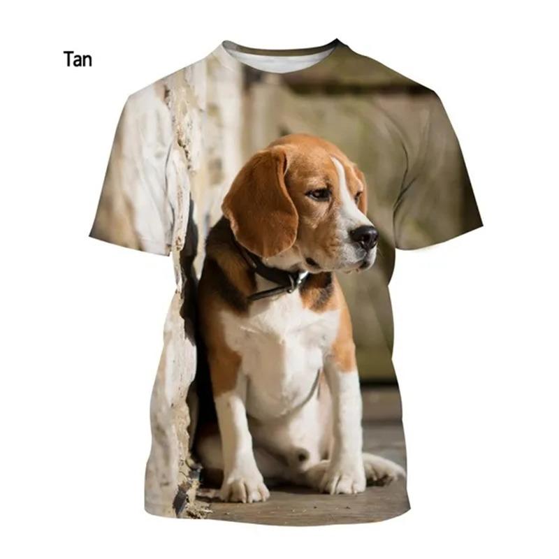 Summer New Fashion Men's  3D Printing T Shirts Animal Dog Beagle Casual Short-sleeved Street T-shirt Top Quality Tees