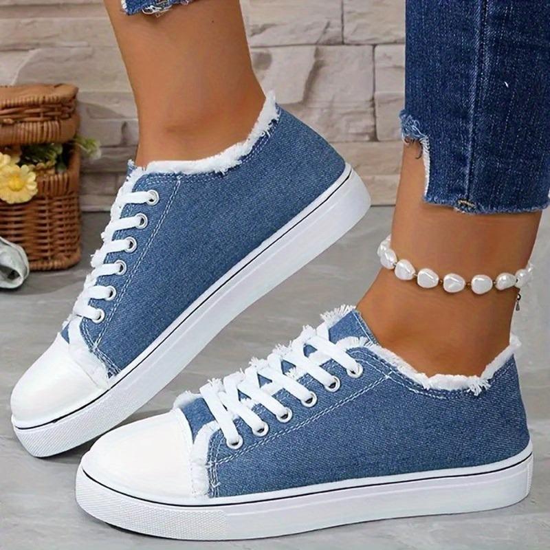 Women'S Breathable Sneakers - Casual Low-Top Lace-Up Shoes with Thick Rubber Sole, All-Season Comfort for Petite Sizes, Ladies Sneakers