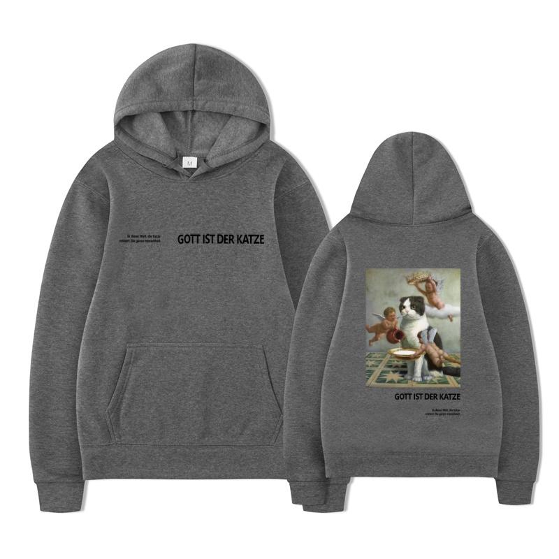 Modischer neuer Little Angel und Katze bedruckter Hoodie Herren-Hoodie Ästhetische Streetwear Frühling und Herbst Harajuku Herren-Hoodie