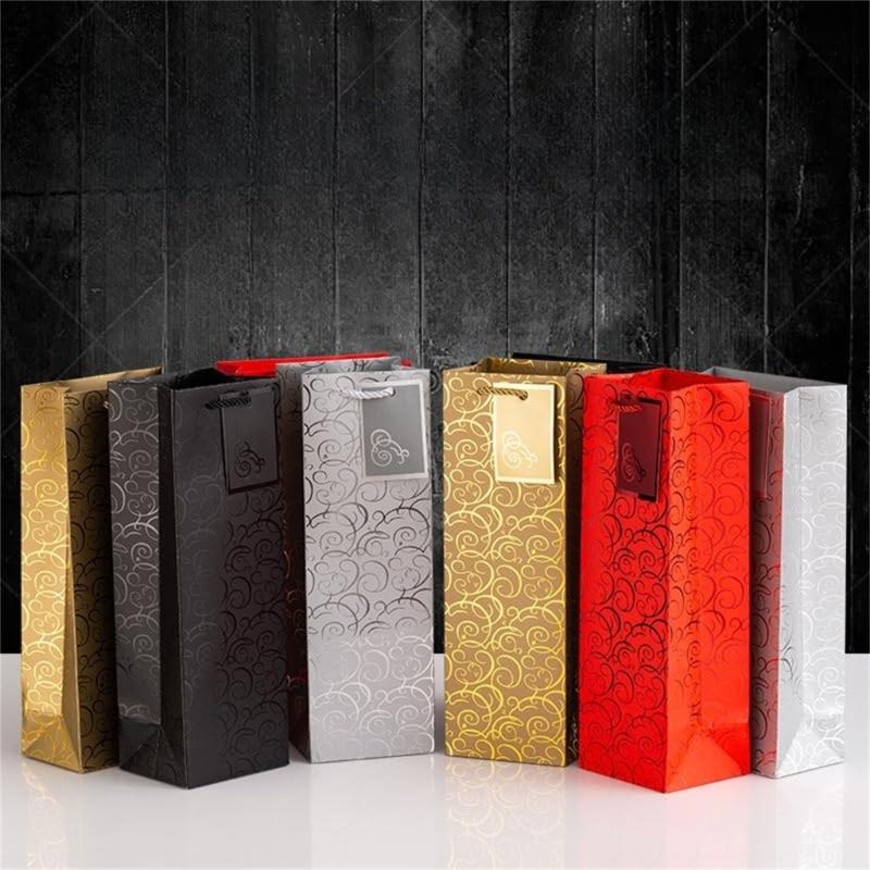6 Pack Paper Wine Gift Bags Elegant Wine Presentation Bag Perfect for Anniversaries Weddings and Birthday Celebration
