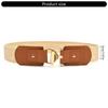 Retro Adjustable Waist Cincher Elastic Woven PP Straw Belt Natural Texture Gold Clasp Women's Fashion Accessory