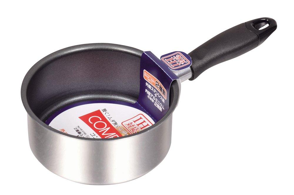 Pearl Metal Compact 2-Layer Stainless Steel Non-stick Saucepan, 14cm, Silver HB-2188