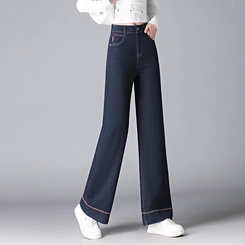 

Women s Petite Wide-Leg Jeans, Spring/Autumn 2024: New Loose, Floor-Length, Slimming Straight-Leg Pants 30 [125-135 lbs] темно-синий