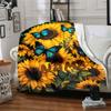 Vibrant Sunflowers And Blue Butterflies Home Customize Your Name Blankets Soft Cozy Lightweight Perfect For All Seasons Ideal For Picnics Sofa