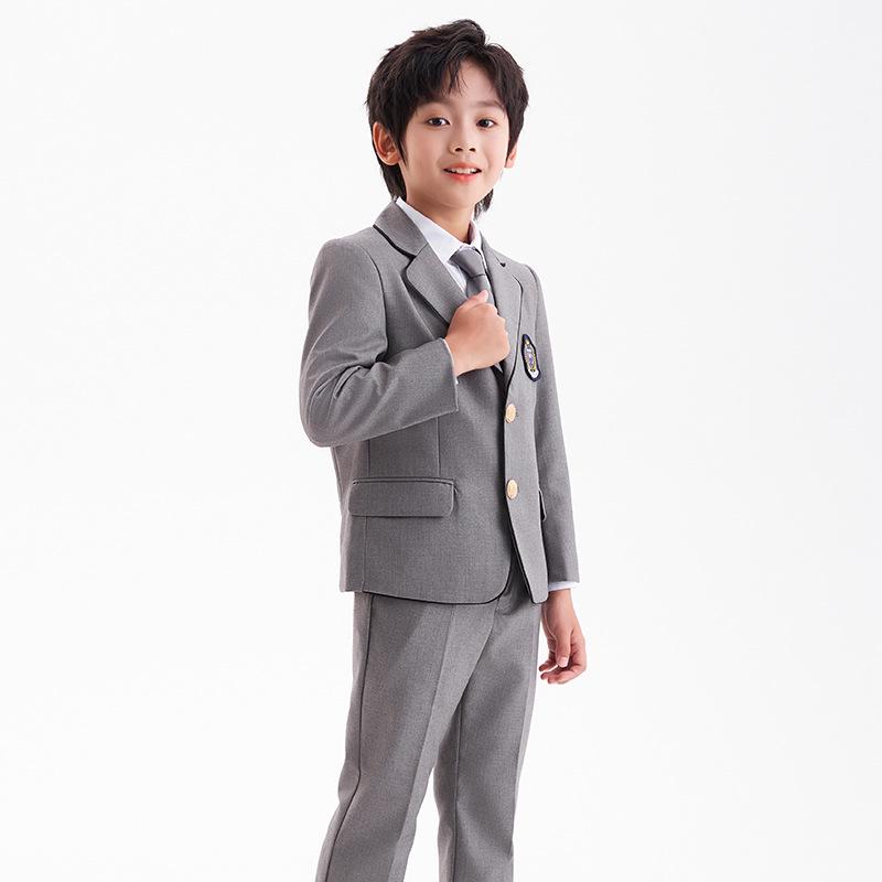 Spring/Summer Academy Style School Uniforms for Boys & Girls - Gray Set for Children's Day Performance