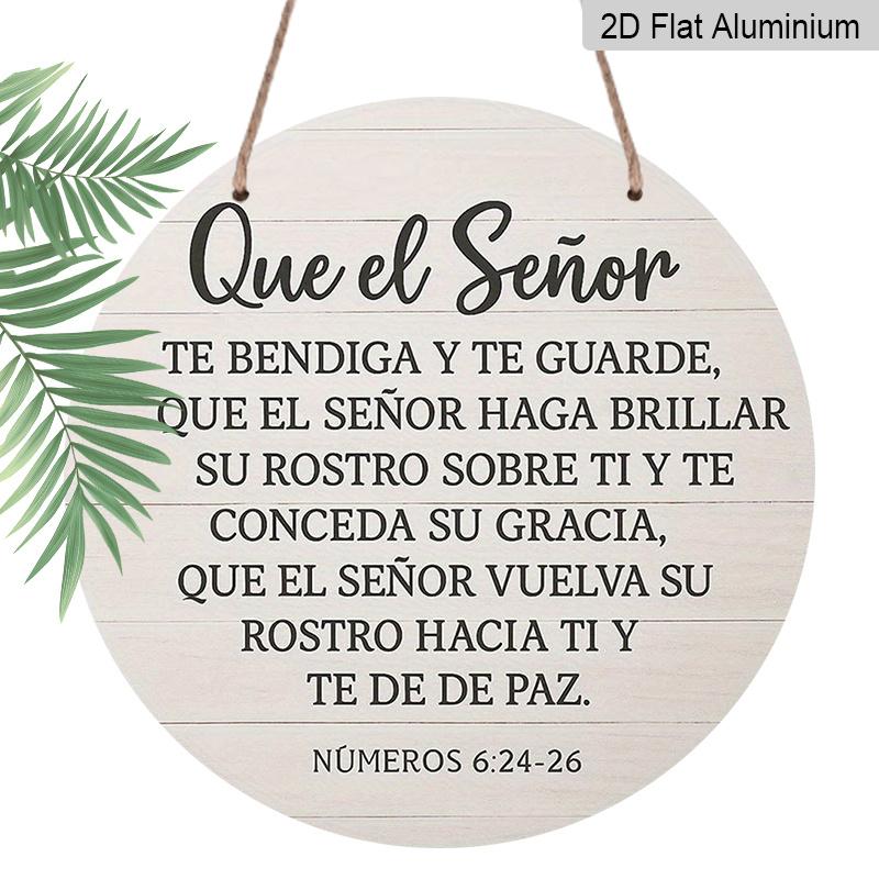 

2D Flat, 1pc Spanish Bible Verse Wall Plaque May the Lord Bless You - Vintage Round Aluminum Sign Suitable for Decor, Church, , Office - Religious 1pc