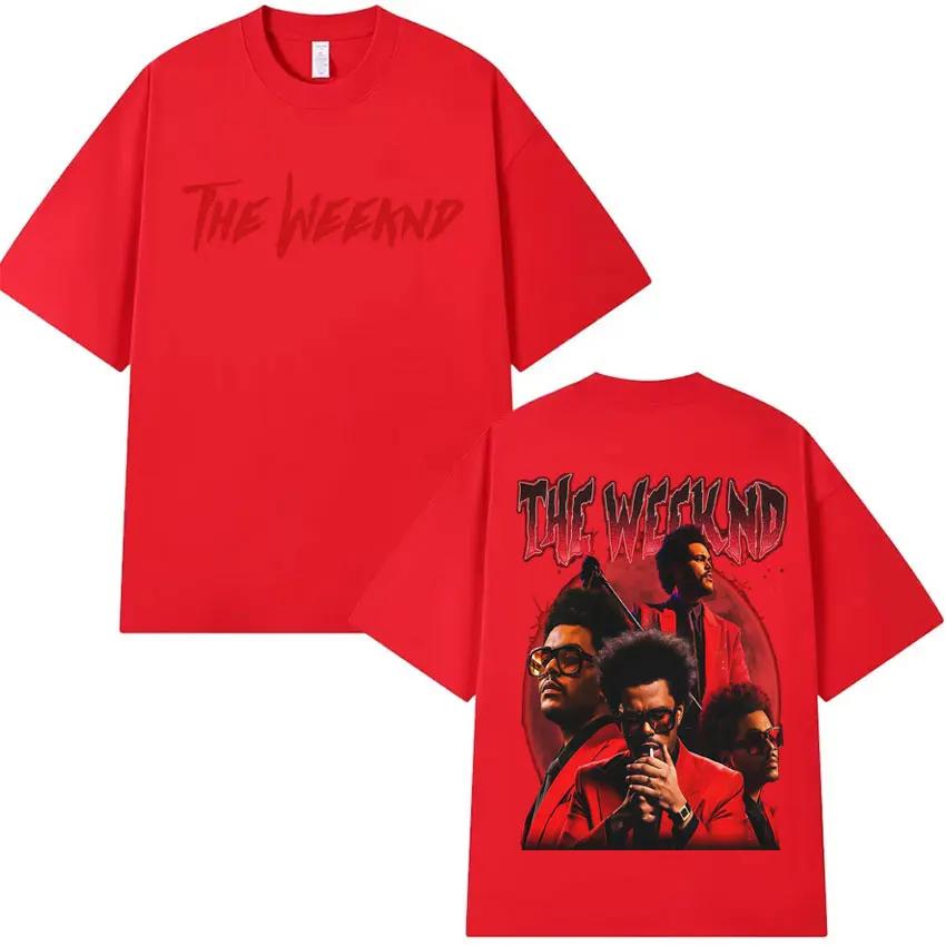 Pop-Sänger Künstler The Weeknd Doppelseitiger Druck T-Shirt Herrenkleidung T-Shirt Ästhetisch Baumwolle T-Shirt Kurze Ärmel