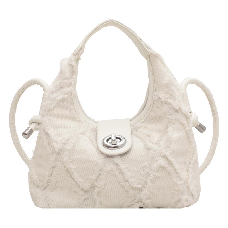 

Мягкие сумки через плечо из ткани для женщин, роскошные дизайнерские кошельки и сумки, повседневная сумка-хобо с необработанным краем 20x18x7cm белый