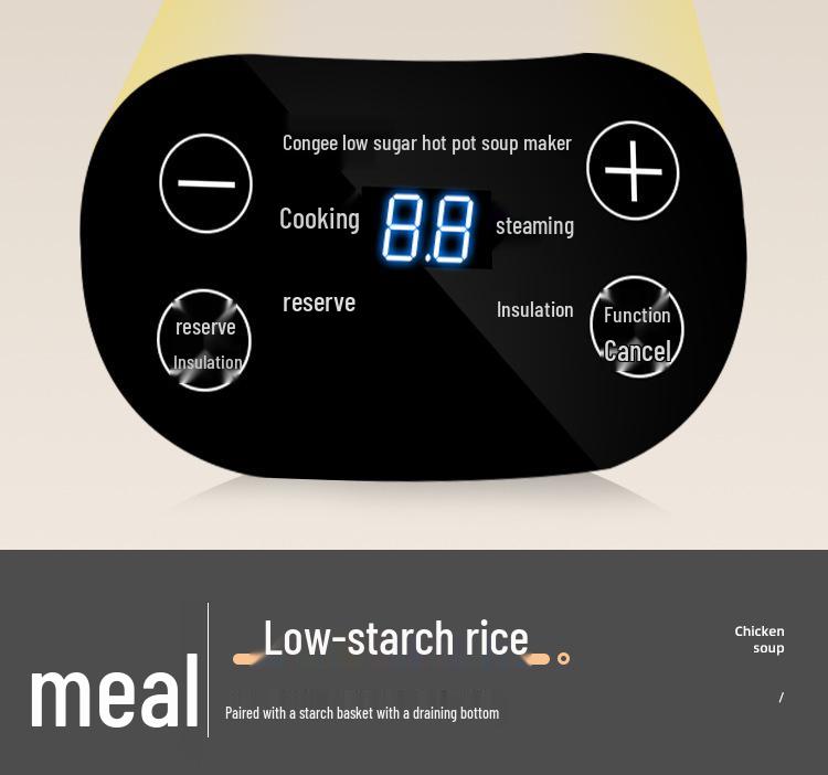 Smart Ceramic Glaze Rice Cooker: Multi-functional Large Capacity Steamer & Fryer with Double Layer Design.