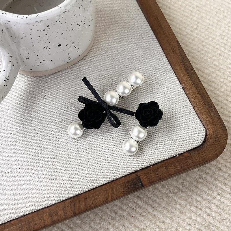 

Вінтажна заколка для волосся «Троянда» Чубчик збоку Лінія затискач Потилиця Ломане волосся «качка» Затискач для дзьоба «Камелія» ніжна заколка для дівчаток чорний