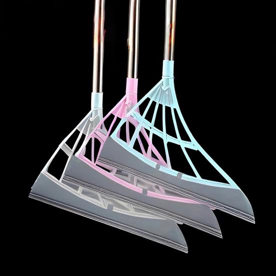 Broom with Silicone Brush Heads Stainless Steel Rods Easy Assembly Interior Surface Cleaner Cleaning Tool