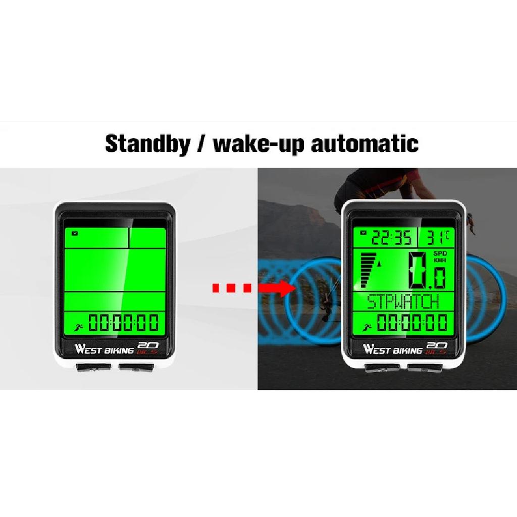 WEST BIKING Bicycle Wireless Computer MTB Road Bike Odometer Multifunction Cycling Stopwatch Speedometer Rainproof Bike Computer