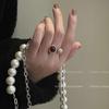 Retro French Style Adjustable Wine Red Zircon Ring for Women - Trendy Luxury Half-Sphere Design