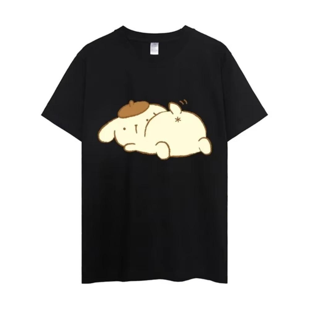 MINISO Pompompurin T Shirt Men Couple Combination Clothes Short Sleeve Collar Fashion Woman Cotton