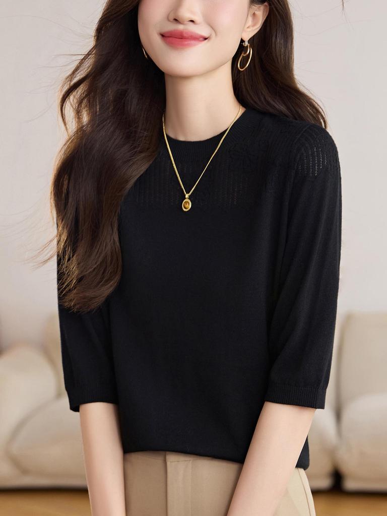 2025 Damkofta i högkvalitativ ull med sjuärm - Perfekt för vår, höst, vinter