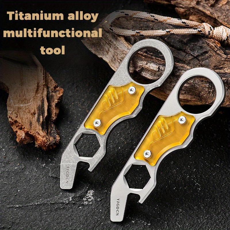 14 mm Titanlegering Multiverktyg Kofot, Flasköppnare, Skiftnyckel, Kompakt EDC Campingutrustning, Lättvikt, Hållbar Design, Campingtillbehör
