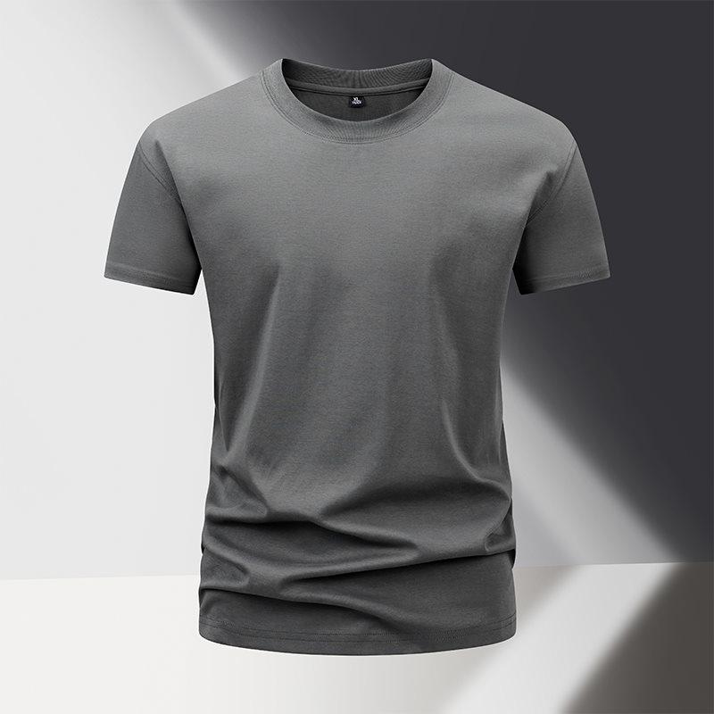 

Men s Crew Neck 2026 Summer Casual Heavyweight Merc Cotton Slim Fit T-Shirt 3XL темно-сірий