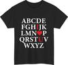 Happy Valentine Alphabet Love I Heart You T-Shirt Romantic Letter Gift Tee Top