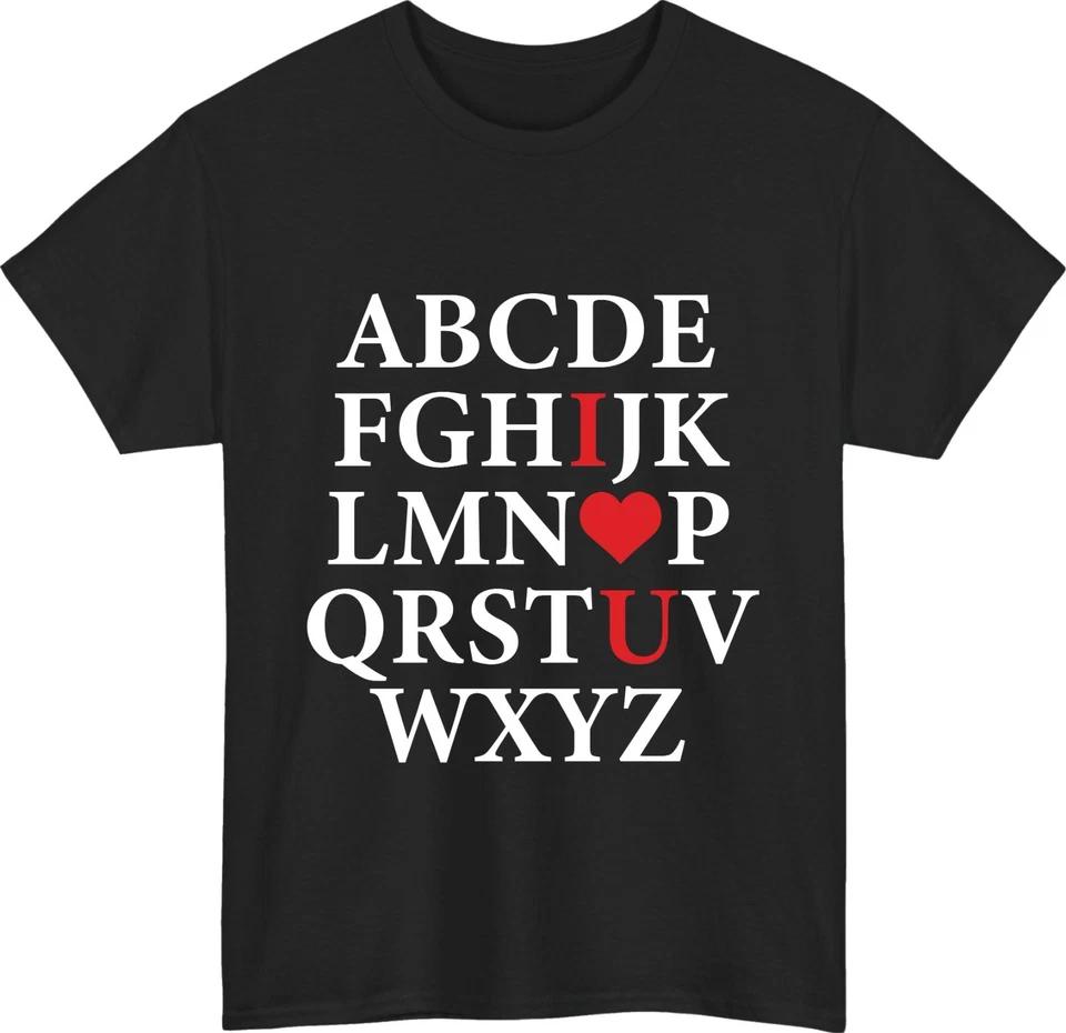 Happy Valentine Alphabet Love I Heart You T-Shirt Romantic Letter Gift Tee Top M
