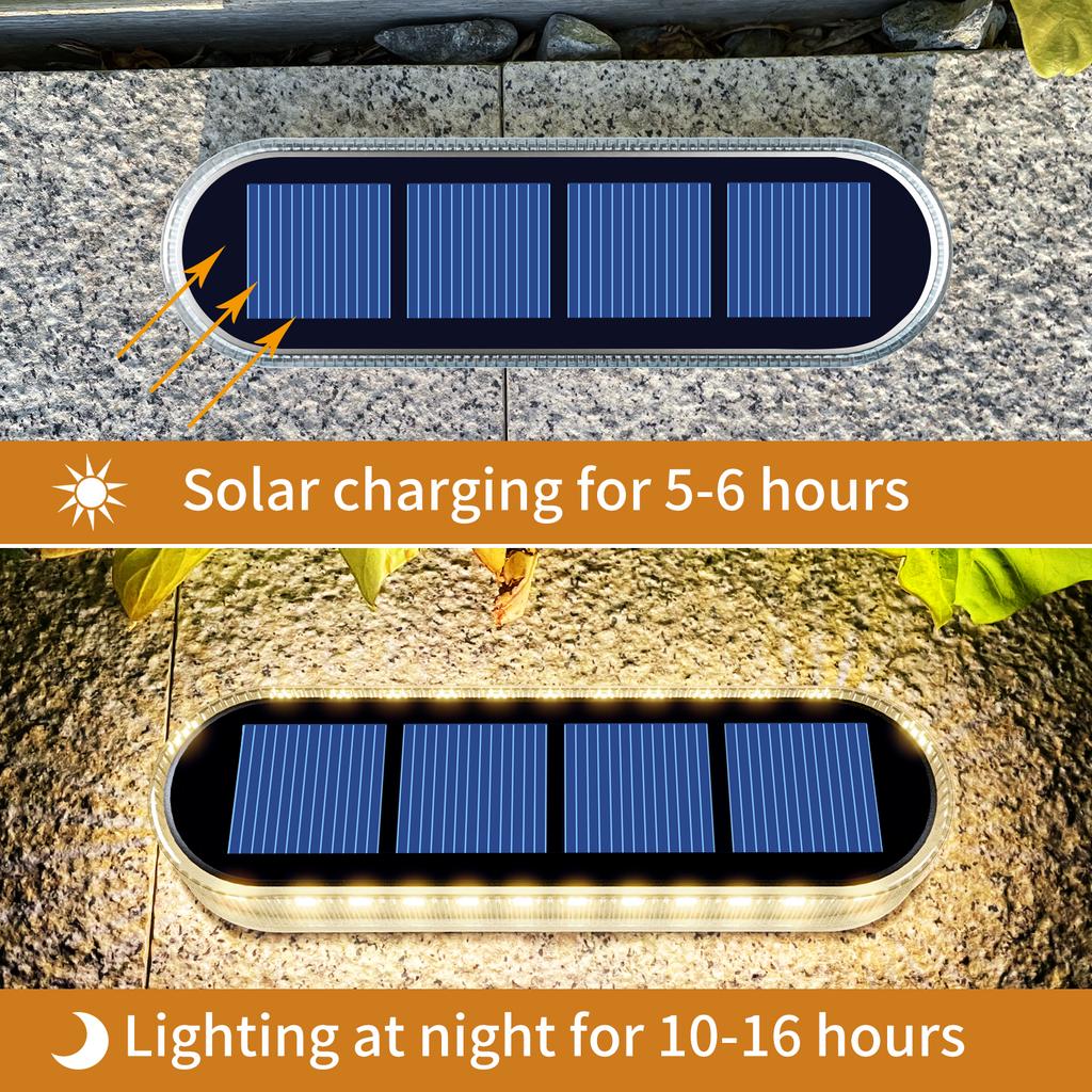 Yilaie Unique Solar Step Lights IP68 Blue LED Solar Deck Lights for Patio Fence Garden Dock Backyard Pathway Waterproof 4 Pack