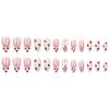 24pcs Short Press On Nail Almond Stick On Nail French Styles Full Cover False Nail with Strawberry Designs for Women