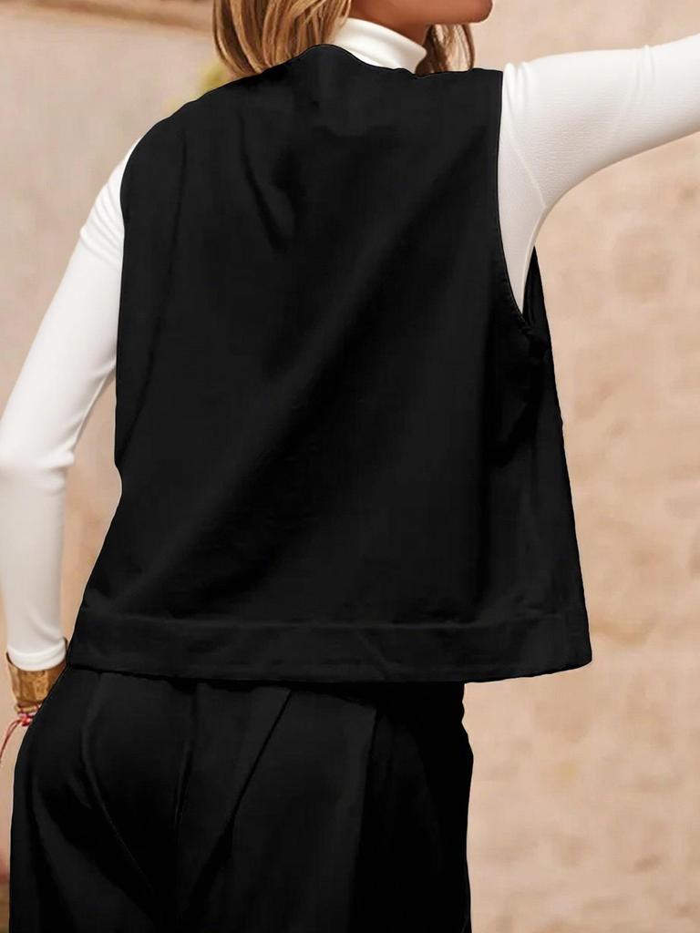 Plus Size Women's Fashion Casual Solid Color Vest Jacket