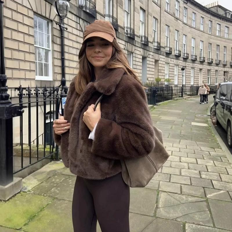 Button Embellished Brown Long Sleeved Jacket Women's Autumn Winter Collection