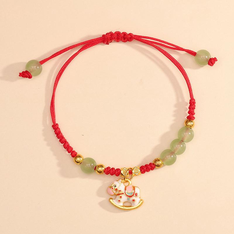 Chinese Style 2026 Horse Year Zodiac Bracelet For Women Men Lucky Hand-Woven Red Rope Bracelet New Year Jewelry Party Gift