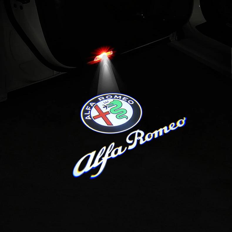 2026 Hot Alfa Romeo 2Pcs LED Car Door Light Shadow Logo Laser Projector For Alfa Romeo 159 Giulietta Giulia Mito Stelvio Brera S