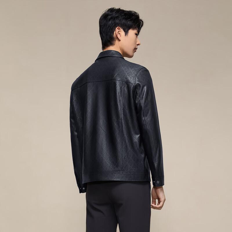 Septwolves Men's Sheepskin Embossed Leather Jacket