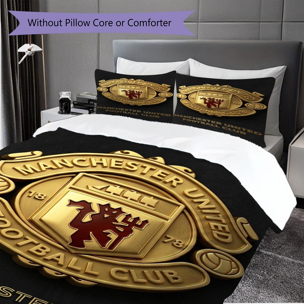 Glory Manchesters Emblematic Pride Three-piece set (1 * duvet cover + 2 * pillowcase, without core) 2D Flat Christmas birthday gift