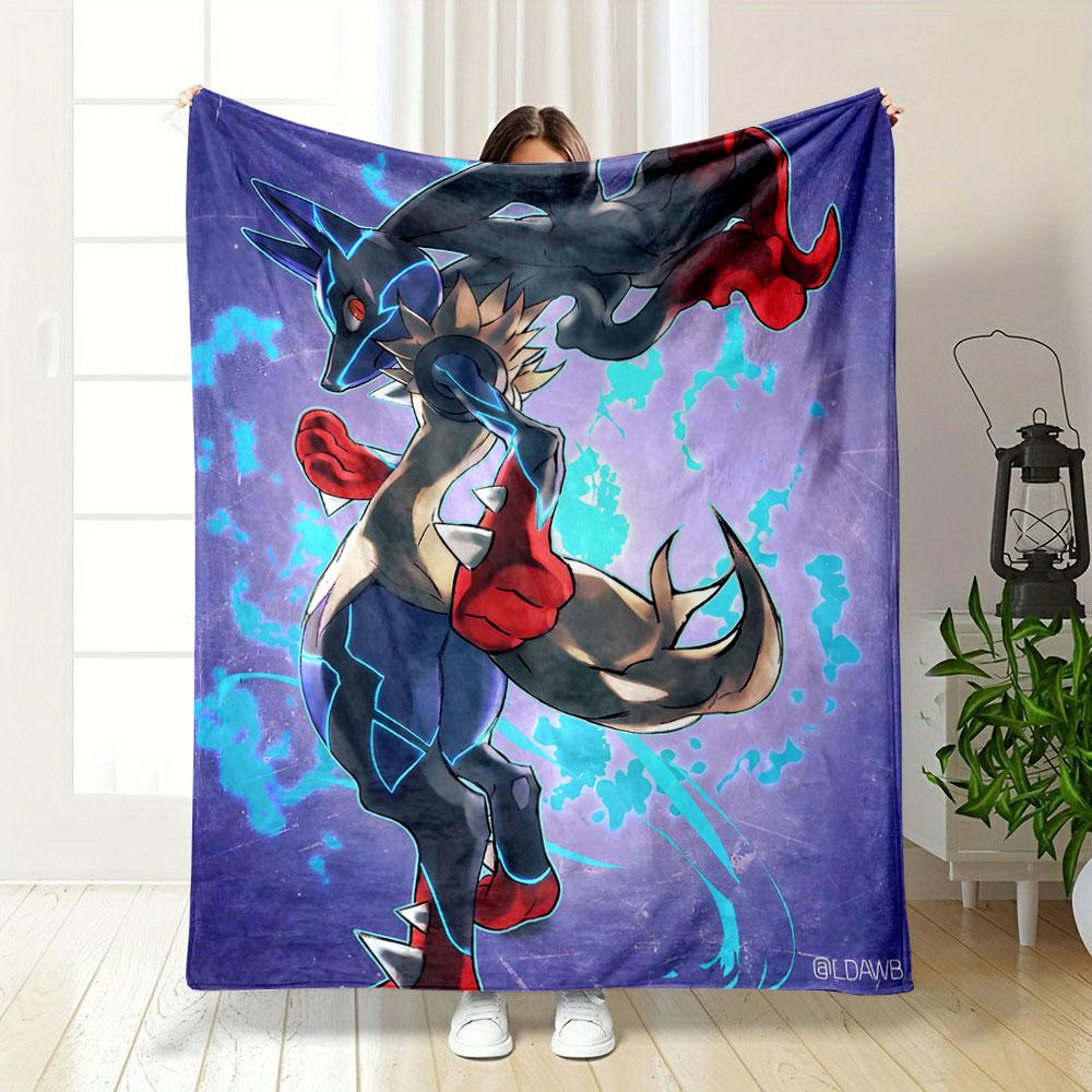 Glowing blue streaks and spiked edges contrast with red accents. for all seasons blanket lunch break throw gift