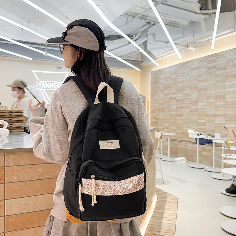 Рюкзак женский маленький цветочный лоскутный студенческий рюкзак большой емкости зелёный — фото 13