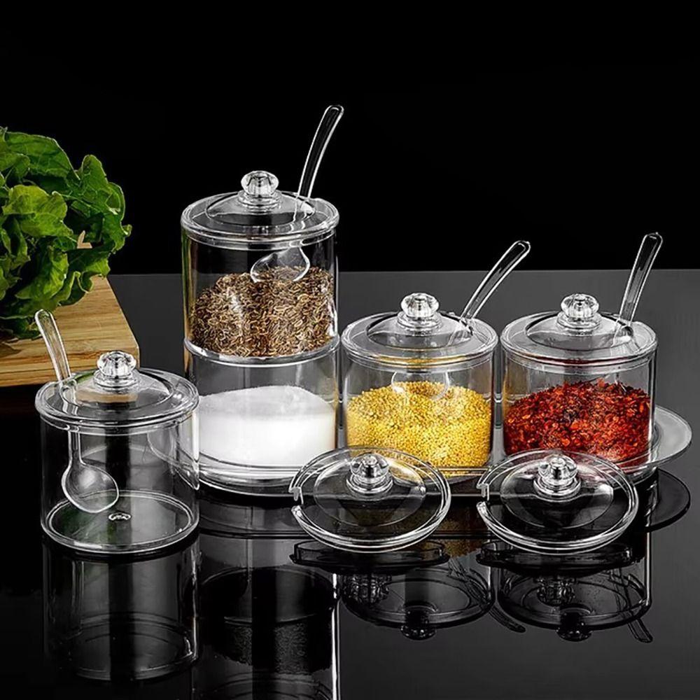 1Pcs S/M/L Spices Bottles Acrylic Salt Pepper Shakers New Seasoning Jars